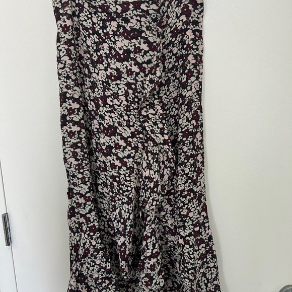 Ganni Maroon White Black Floral Ruffle Hem Skirt US 4 / EU 36 – Eco Viscose, NWT - Picture 4 of 7